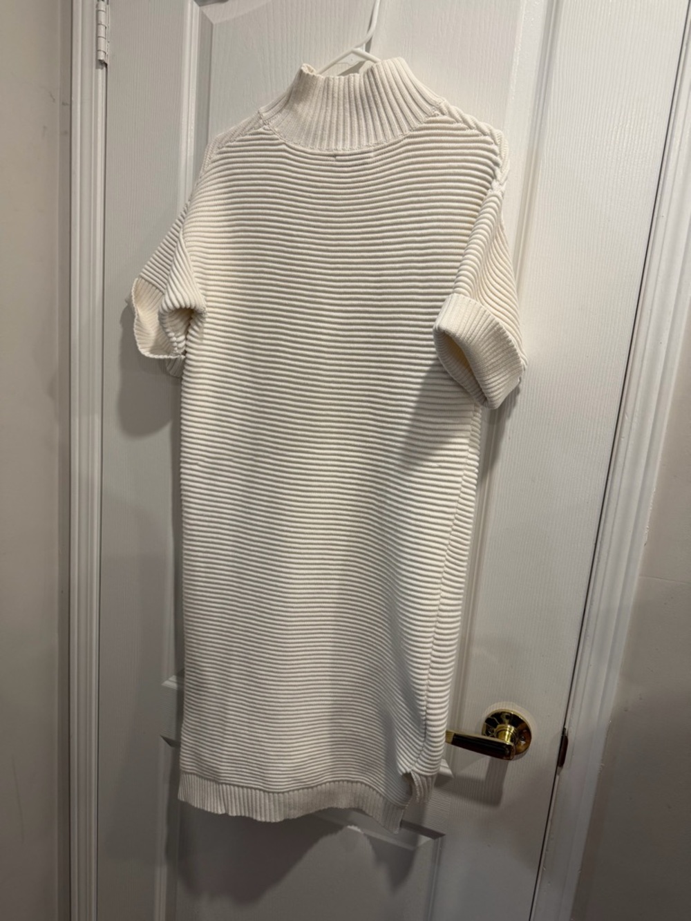 High-Low Ribbed Knit Dress in Cream - Picture 4 of 4